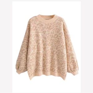 Mockneck animal print sweater